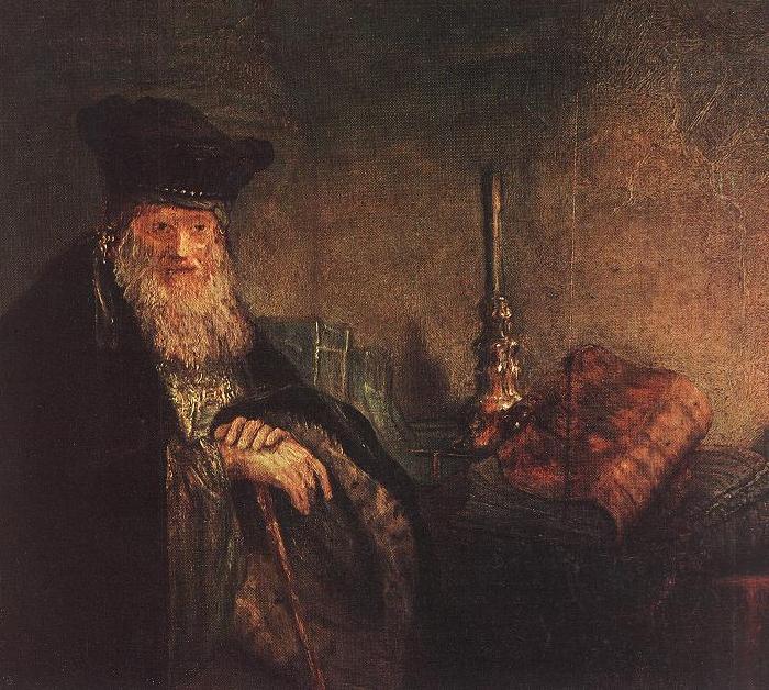 REMBRANDT Harmenszoon van Rijn Old Rabbi (detail) dh Sweden oil painting art